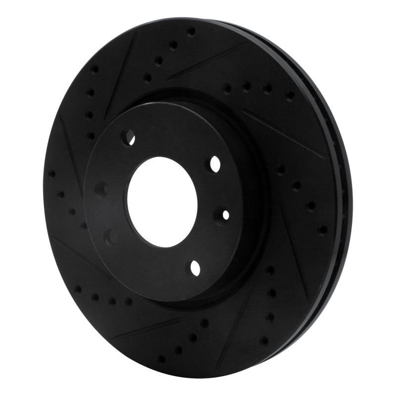 Hyundai Sonata Brake Rotor (1) - Front Left - R1 Concepts - Drilled & Slotted - Black - `02-`06